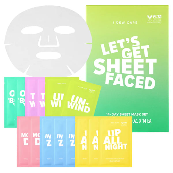 مجموعة أقنعة الوجه الورقية “Let’s Get Sheet Faced” من I Dew Care
