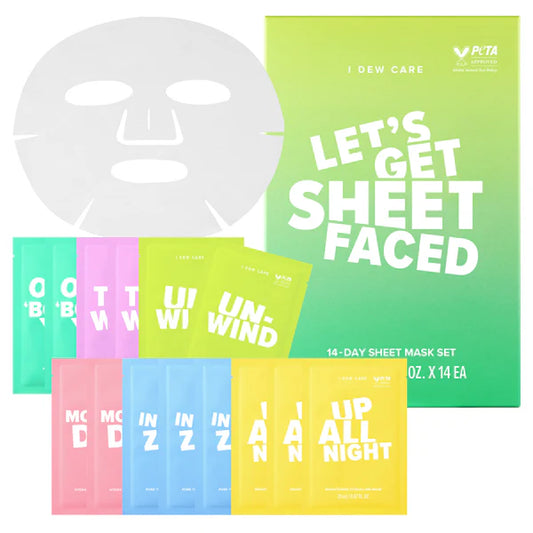 مجموعة أقنعة الوجه الورقية “Let’s Get Sheet Faced” من I Dew Care
