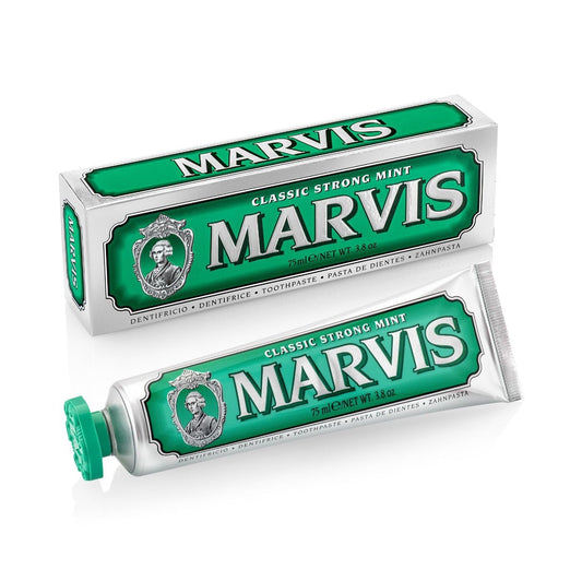 معجون الأسنان مارفيس - نكهة النعناع القوي الكلاسيكي (Marvis Classic Strong Mint Toothpaste) الحجم: 85 مل