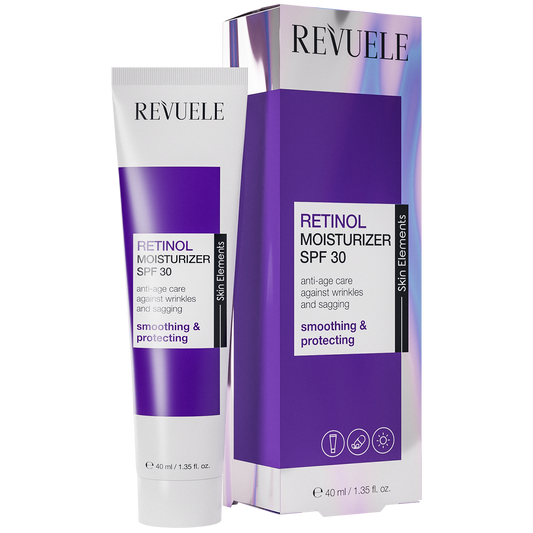 REVUELE Retinol Moisturizer SPF 30 — 40 مل كريم نهار بخلاصة الريتينول + حماية SPF 30 — ترطيب، شدّ البشرة، مكافحة التجاعيد والتصبغات