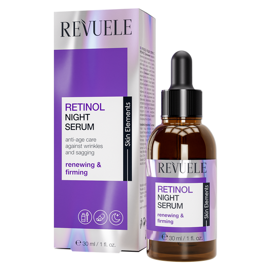 REVUELE Retinol Night Serum — 30 مل سيروم ليلي بتركيبة غنية بالريتينول (بالأساس Retinyl Palmitate) + فيتامين C & B5