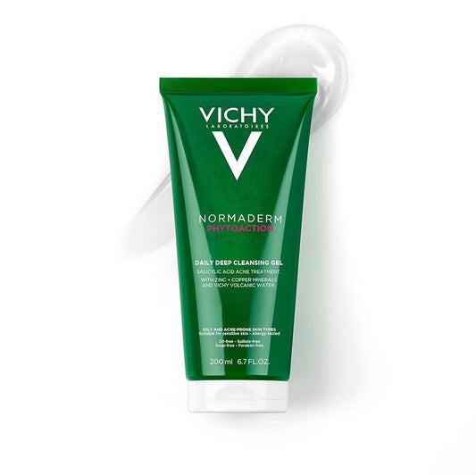 Vichy normaderm phytosolution purifying cleansing gel 200 ml غسول فيجي جل غسول يومي للبشرة الدهنية والمختلطة والمعرّضة للحبوب.