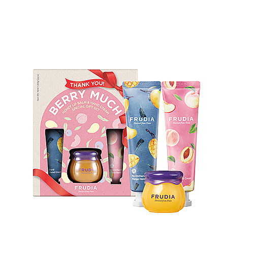 طقم الهدايا من فروديا: بلسم الشفاه وكريم اليد (Frudia Berry Much Honey Lip Balm & Hand Cream Special Gift Set)