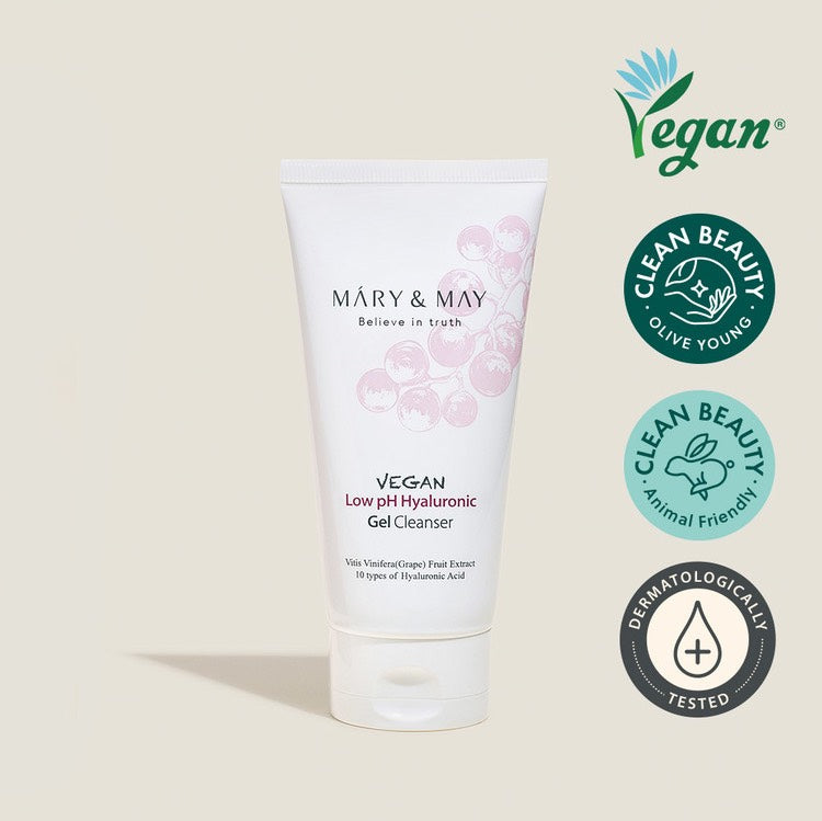 غسول فوم منخفض الph بالهايلورونيك [Mary&May] Vegan Low pH Hyaluronic Gel to Foam cleanser