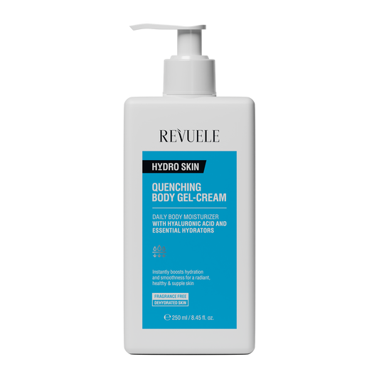 REVUELE Quenching Body Gel‑Cream – 250 مل قوام جيل-كريم مائي لزج وخفيف — يوفر ترطيبًا فوريًا وعميقًا